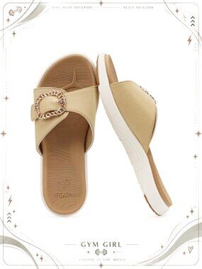 Womens Orthotic Slides Arch Support Cushion Walking Sandals Faux Leather